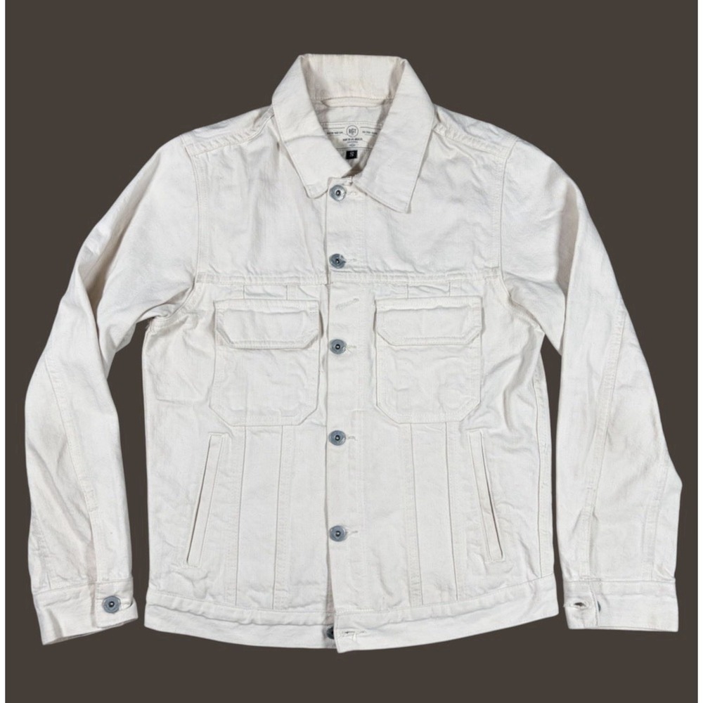Rogue Territory Ecru Denim Cruiser Jacket Cream Trucker Men's Sz S USA Made